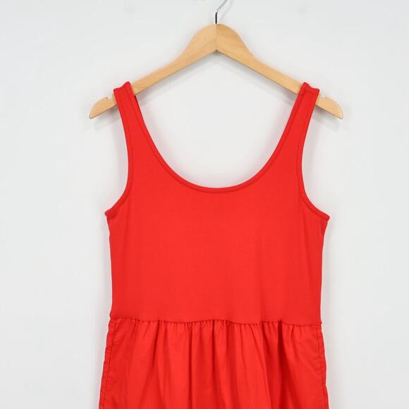 J.Crew Factory Tiered Knit Mixy Midi Dress Red Size Medium NWOT - Picture 3 of 7